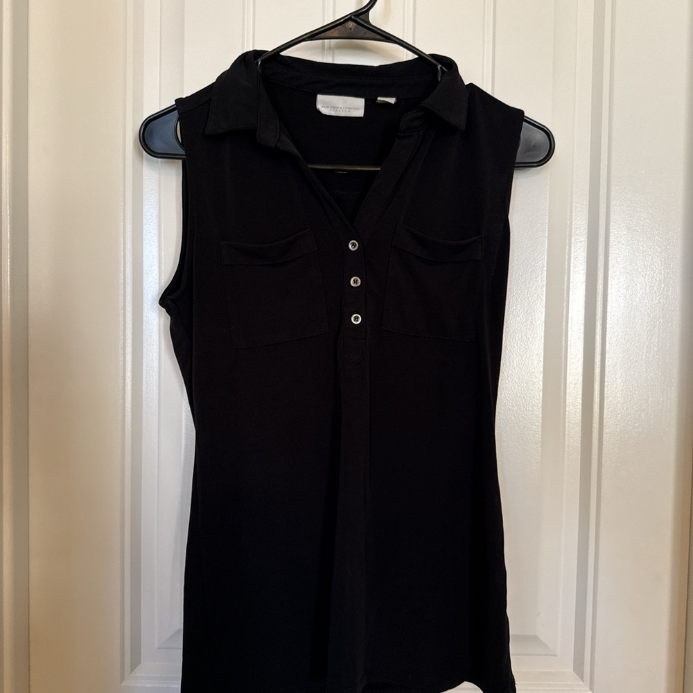 New York & Company Black Sleeveless Blouse